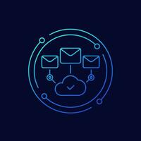 email service line vector icon with a cloud