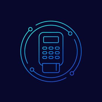 pos terminal payment icon, linear design vector