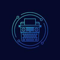 typewriter icon, linear vector design