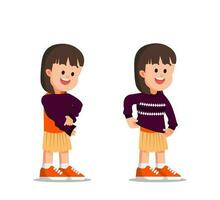 Movement of a little girl wearing a sweater vector