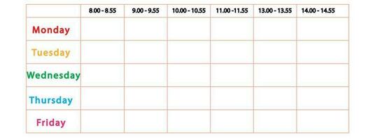 Weekly agenda. Multicolor vector schedule.