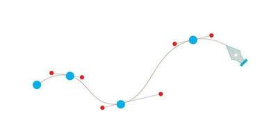 Bezier Curve With Pen Tool Vector Illustration