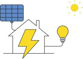 House with solar panel. Renewable energy sources concept. Flat style illustration. vector