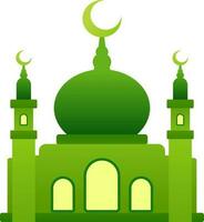 Mosque vector illustration. Shiny mosque icon for sign and symbol of muslim worship place. Mosque gradient icon of islam religion and muslim faith. Place of muslim to pray