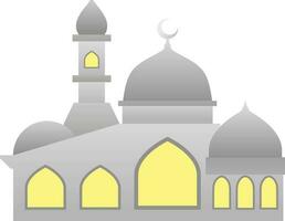 Mosque vector illustration. Shiny mosque icon for sign and symbol of muslim worship place. Mosque gradient icon of islam religion and muslim faith. Place of muslim to pray