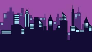 City landscape vector illustration. Urban silhouette with skyline building and clear night sky. Cityscape landscape for background, wallpaper, display or landing page