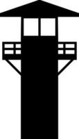 torre de vigilancia icono vector ilustración. Guardia torre silueta para icono, símbolo o signo. Guardia enviar símbolo para diseño acerca de seguridad, militar, seguridad, celda, prisión y patrulla