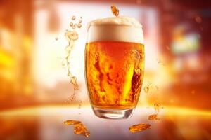 drink object cold splash glass background gradient bubble beer alcohol foam. . photo