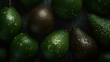 vegetal aguacate crudo Fresco de cerca verde comida oscuro antecedentes guacamole tropical. generativo ai. foto
