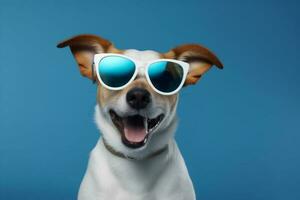 dog background isolated funny cute pet smile happy portrait animal sunglasses. Generative AI. photo