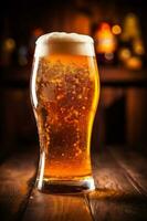 pub alcohol beer foam drink pint beverage lager glass gold. Generative AI. photo