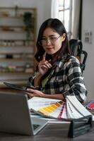 Graphic designer working with tablet for creativity editor ideas designer concept. photo