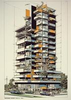 downtown sketch design business building tower high-rise architecture skyscraper urban. . photo