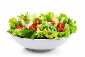 fresh green vegetable lettuce healthy food salad tomato lunch vegetarian. Generative AI. photo