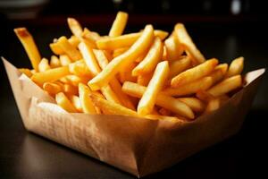 french background chip tasty potato fat meal snack food fry crispy. Generative AI. photo