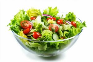 vegetal comida ensalada lechuga Fresco almuerzo verde sano vegetariano tomate. generativo ai. foto