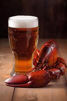 seafood crab nutrition food red crawfish glass snack crayfish background beer. Generative AI. photo