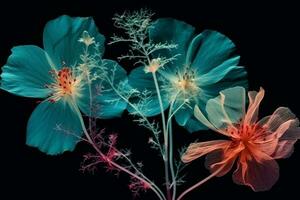 bloom leaf beautiful background ai nature spring flower blossom floral xray. Generative AI. photo