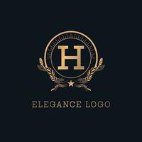 elegante dorado letra h logo diseño vector