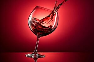 drink concept background alcohol party gradient liquid red closeup wine glass. . photo