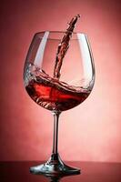 party celebration background drink glass alcohol red liquid closeup wine gradient. Generative AI. photo