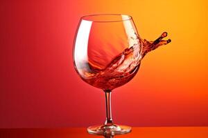 drink closeup liquid wine splash alcohol background red glass party gradient. Generative AI. photo