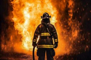 rescue fire smoke safety equipment firefighter fighter uniform emergency fireman. Generative AI. photo