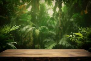 verde arriba hoja color podio palma burlarse de diseño plataforma espacio de madera. generativo ai. foto