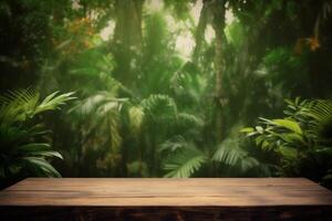 green up leaf color podium palm mock design platform space wooden. . photo