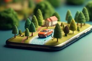 gps phone mobile position direction navigation travel map point location. . photo