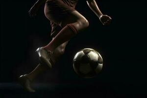 football soccer stadium kick sport goal ball game competition foot. Generative AI. photo