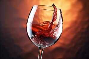 closeup liquid red drink gradient alcohol background party glass wine taste. Generative AI. photo