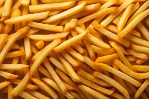 salty food snack background potato chip french fry fat tasty meal. Generative AI. photo