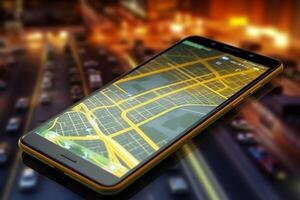 gps mobile point map position direction location travel navigation phone. . photo