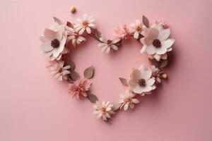 rose wedding heart symbol love background valentine day flower card pink. Generative AI. photo