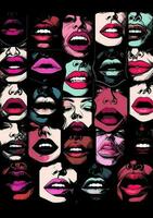 woman lipstick lips glossy mouth kiss abstract poster female illustration art. Generative AI. photo