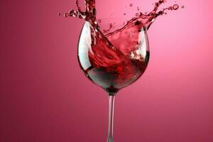 wine glass party gradient alcohol liquid red drink liqueur background closeup. Generative AI. photo