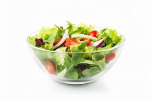 green food lettuce fresh vegetable vegetarian salad lunch healthy tomato. Generative AI. photo