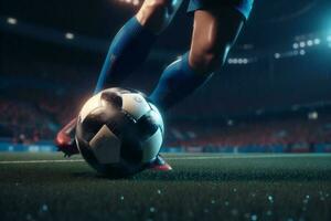 goal game kick competition soccer stadium sport football ball foot. Generative AI. photo