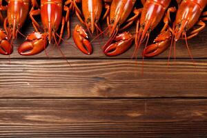 cooked claw background food beer red crayfish seafood lobster boiled crawfish. Generative AI. photo