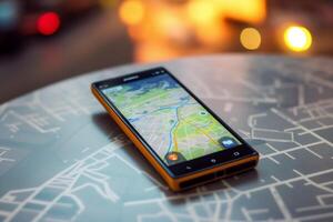 navigation direction location gps map travel point mobile phone position. . photo