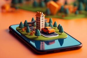 map travel point mobile position gps direction navigation location phone. . photo