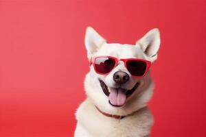 dog background sunglasses portrait animal cute funny smile pet adorable isolated. Generative AI. photo