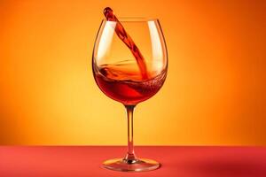 splash red party liquid alcohol gradient background glass drink wine closeup. Generative AI. photo