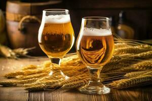 vaso alcohol medio litro cerveza pub lager bebida bebida espuma oro. generativo ai. foto