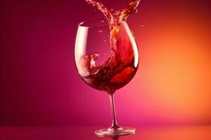 background alcohol red wine glass drink taste liquid party closeup gradient. Generative AI. photo