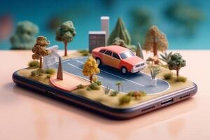 map direction position travel point gps location mobile navigation phone. . photo