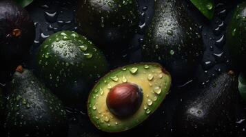 vegetal Fresco oscuro aguacate crudo de cerca tropical maduro verde antecedentes alimento. generativo ai. foto