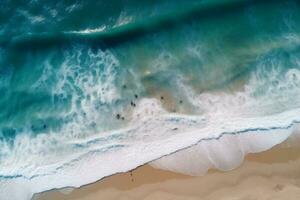 shore sand beach ocean nature summer vacation sea wave water. Generative AI. photo