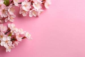 wedding nature blossom bouquet pink flower minimal valentine background leaf floral. Generative AI. photo